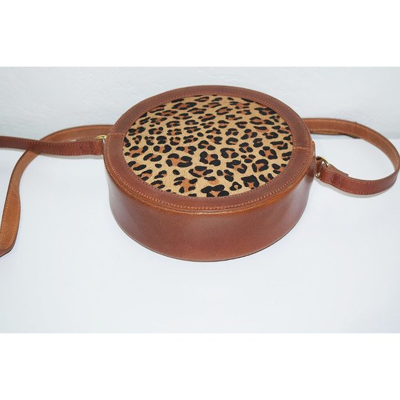 NEW Most Wanted USA Circle Crossbody Bag in Cheetah Calf Hair Brown Crossbody - Picture 8 of 14